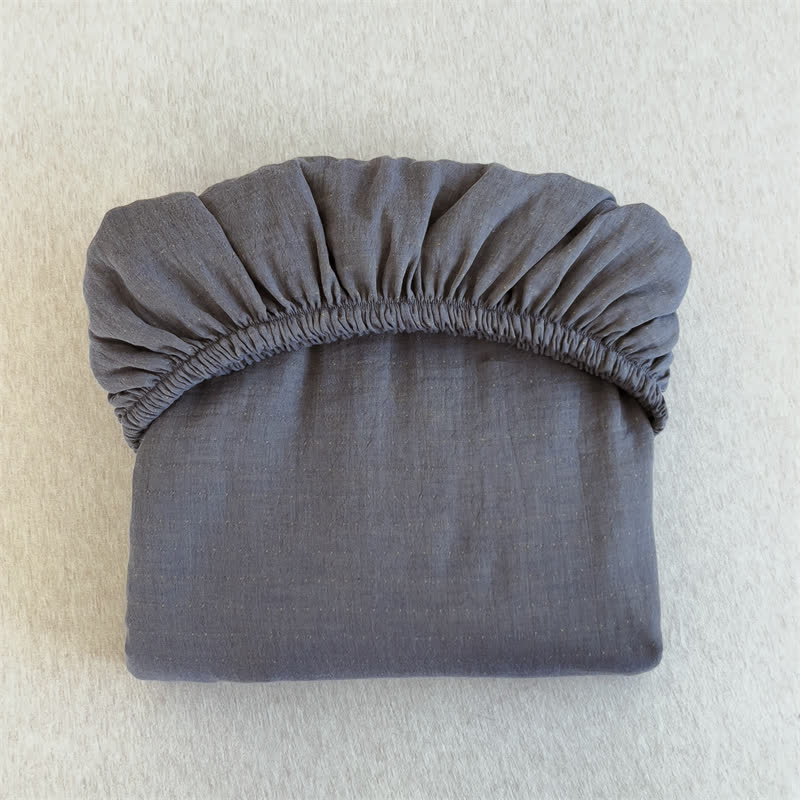  Cotton Gauze Solid Color Fitted Sheet - image 16