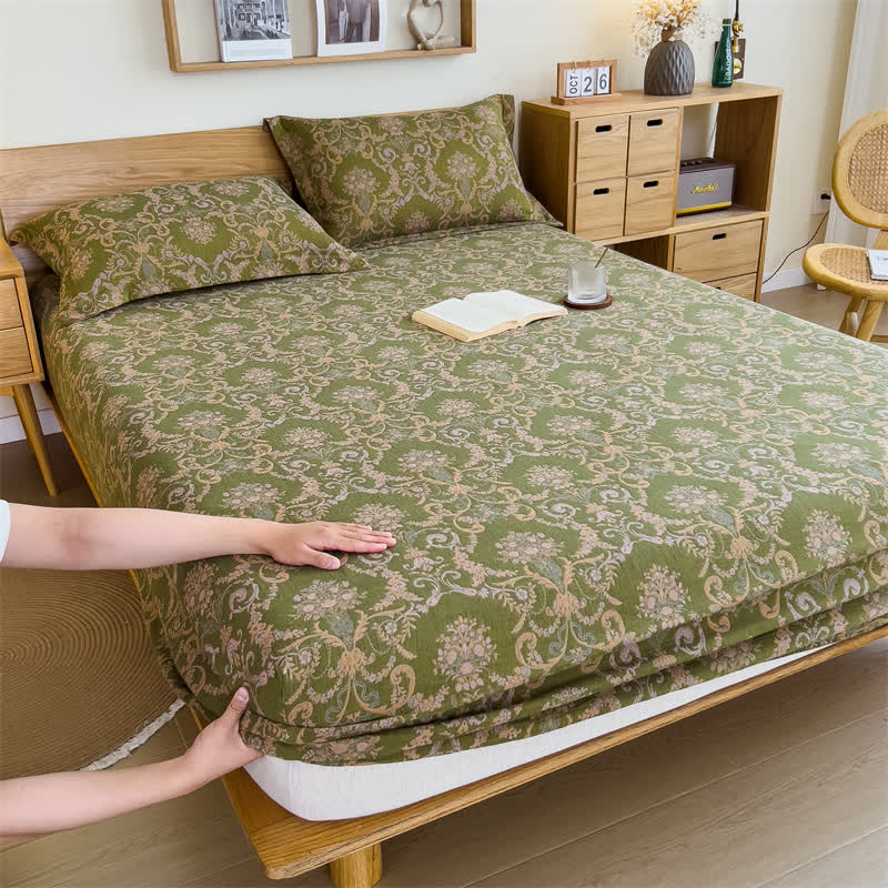 Vintage Elegant Cotton Gauze Fitted Sheet - image 0