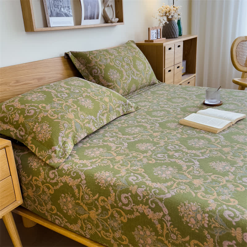 Vintage Elegant Cotton Gauze Fitted Sheet - image 5