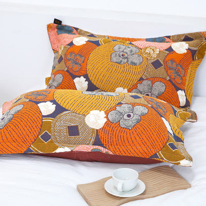 Colorful Persimmon Cotton Gauze Reversible Quilt - image 10