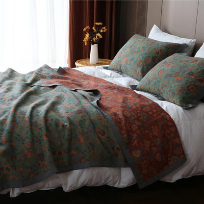 Retro Flower Pure Cotton Reversible Quilt - image 3
