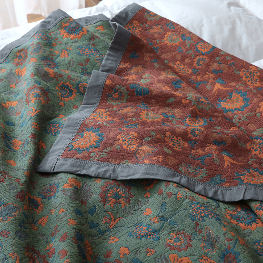 Retro Flower Pure Cotton Reversible Quilt - image 6