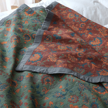 Retro Flower Pure Cotton Reversible Quilt - image 6