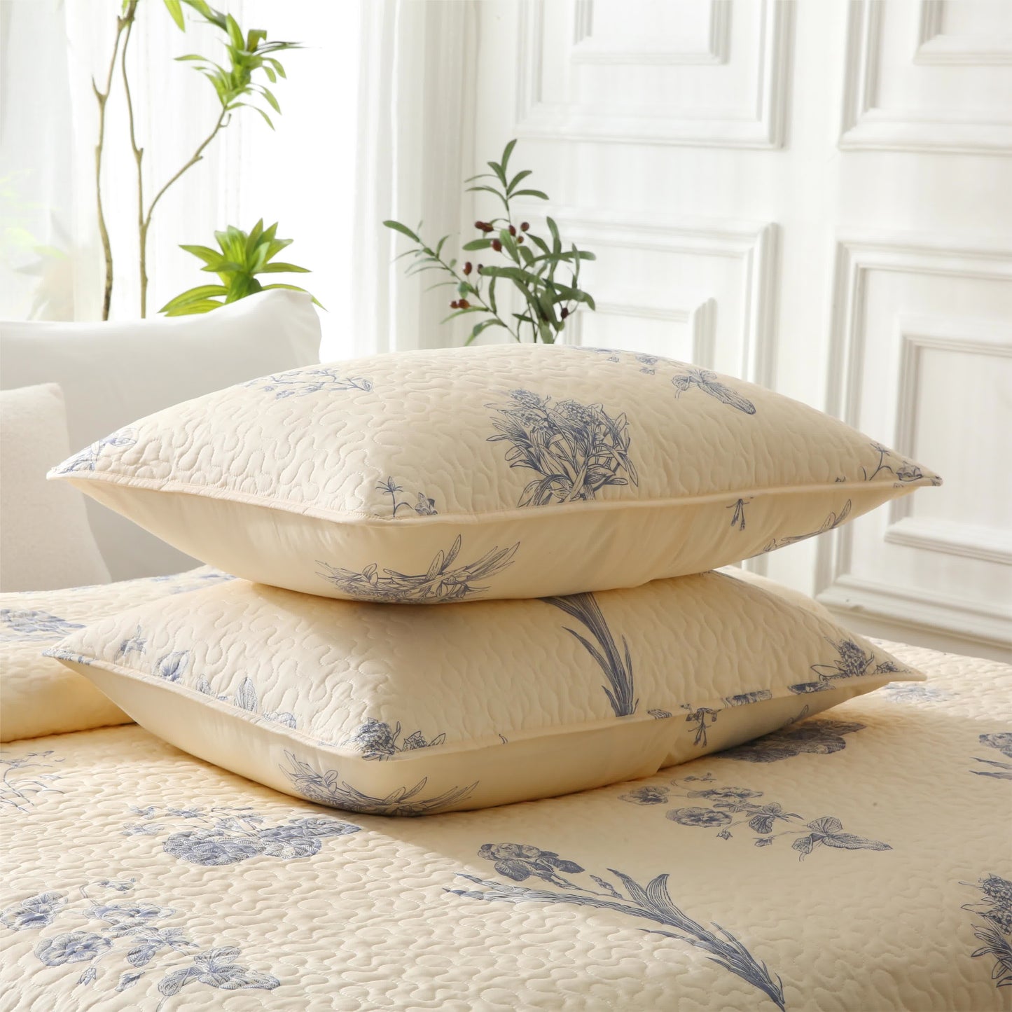 Morning Glory Quilted Cotton Bedding - 2pcs Pillowcases - 19" x 29" - image 6