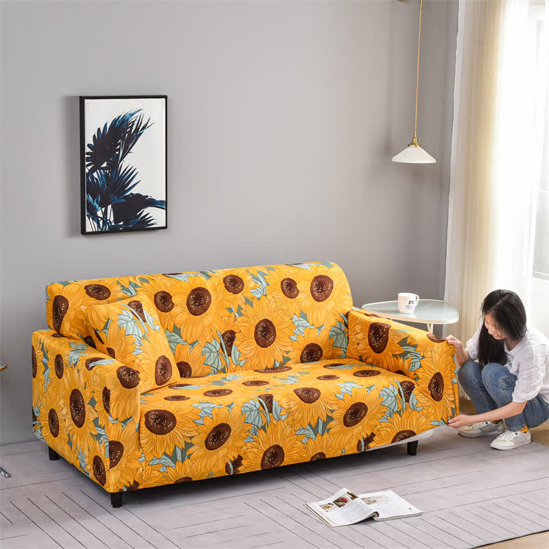 Elastic Stretchable Rural Sunflower Couch Cover - image 2
