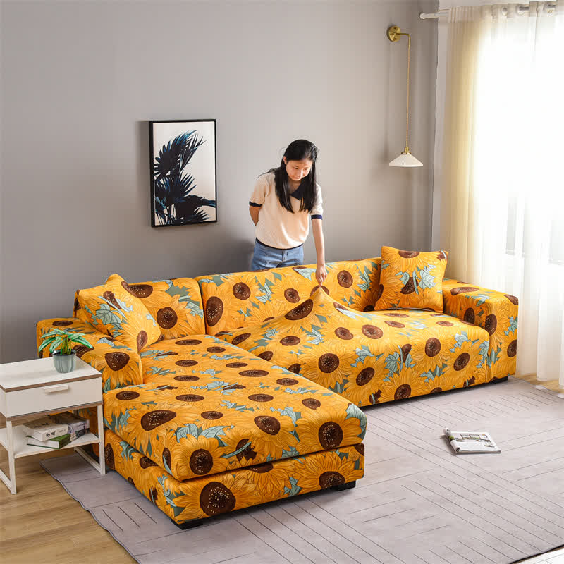 Elastic Stretchable Rural Sunflower Couch Cover - image 8