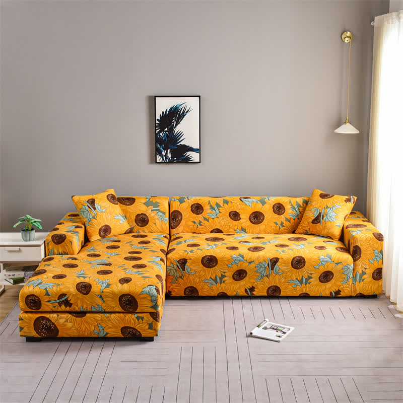 Elastic Stretchable Rural Sunflower Couch Cover - image 6
