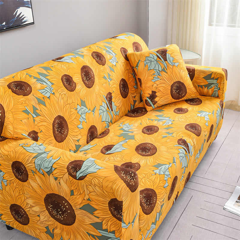 Elastic Stretchable Rural Sunflower Couch Cover - image 4