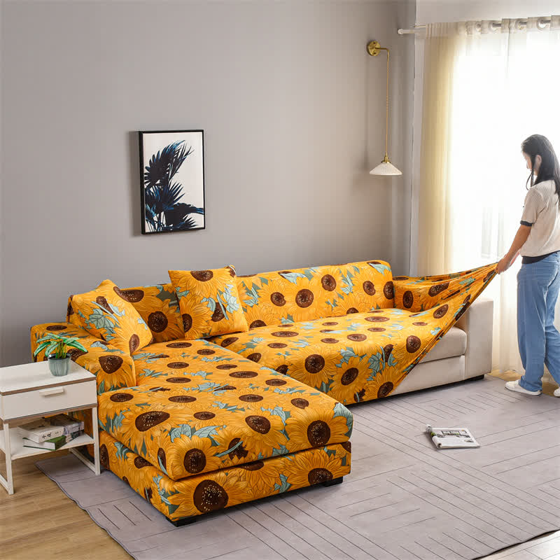 Elastic Stretchable Rural Sunflower Couch Cover - image 9