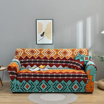 Navajo Style Elastic Stretchable Couch Cover - 4-Seater 92" - 118" (235cm - 300 cm) - image 1