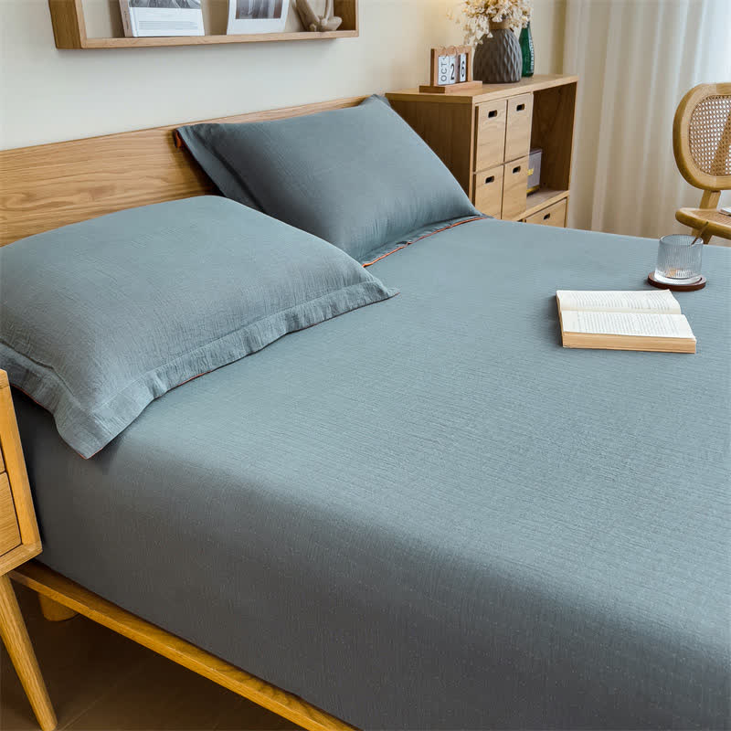  Cotton Gauze Solid Color Fitted Sheet - image 23