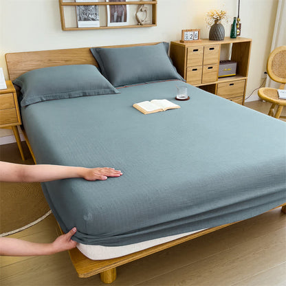  Cotton Gauze Solid Color Fitted Sheet - image 19