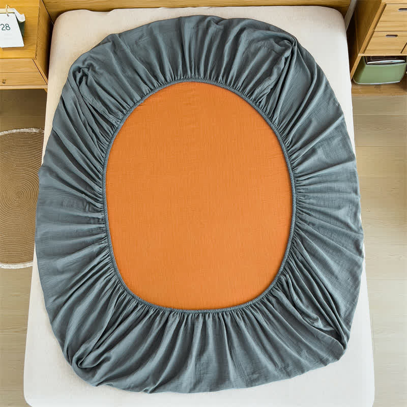  Cotton Gauze Solid Color Fitted Sheet - image 25