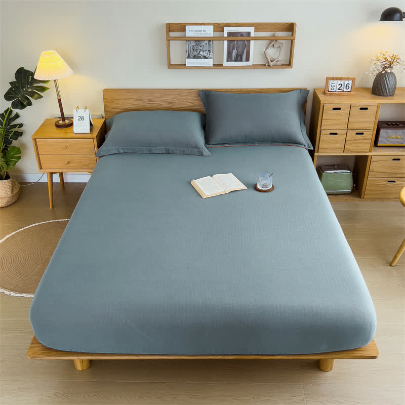  Cotton Gauze Solid Color Fitted Sheet - image 20