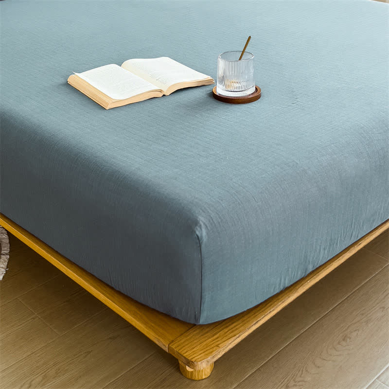  Cotton Gauze Solid Color Fitted Sheet - image 26