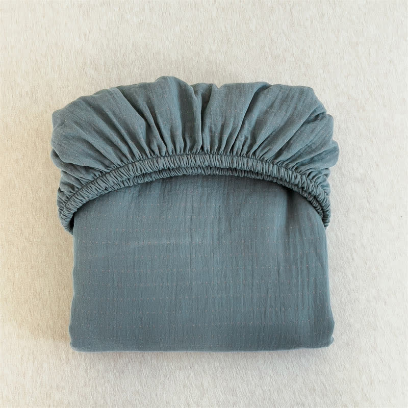  Cotton Gauze Solid Color Fitted Sheet - image 27