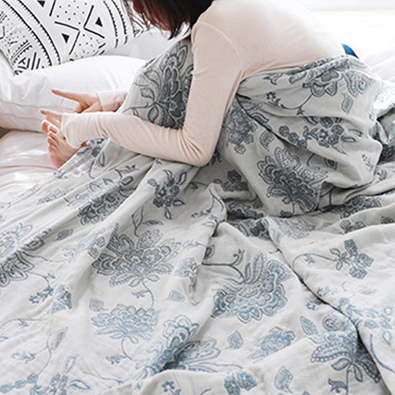 Lightweight Flower Print Cotton Reversible Quilt - White - Queen - image 15