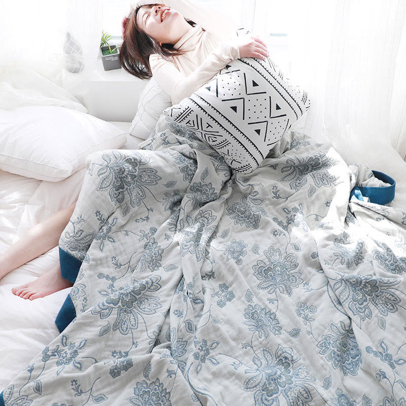 Lightweight Flower Print Cotton Reversible Quilt - image 17