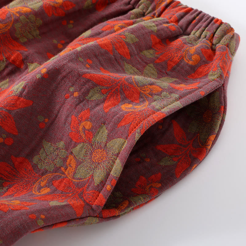 Floral Frog Closure Cotton Gauze Pajama Set - image 7