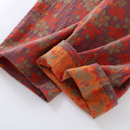 Floral Frog Closure Cotton Gauze Pajama Set - image 6