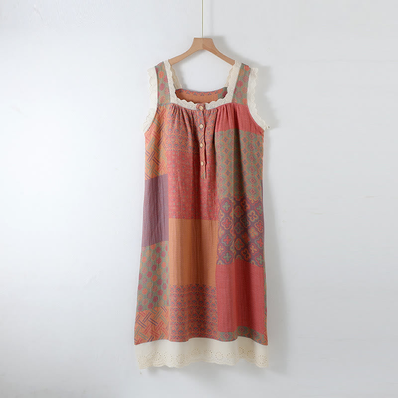 Pure Cotton Cami Padded Nightdress - Pink - XL - image 2