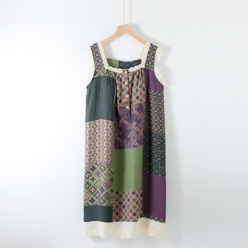 Pure Cotton Cami Padded Nightdress - Purple - XL - image 4