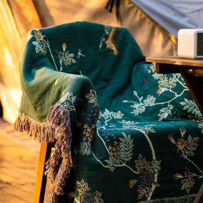 Bird & Flower Cotton Gauze Reversible Quilt - image 7