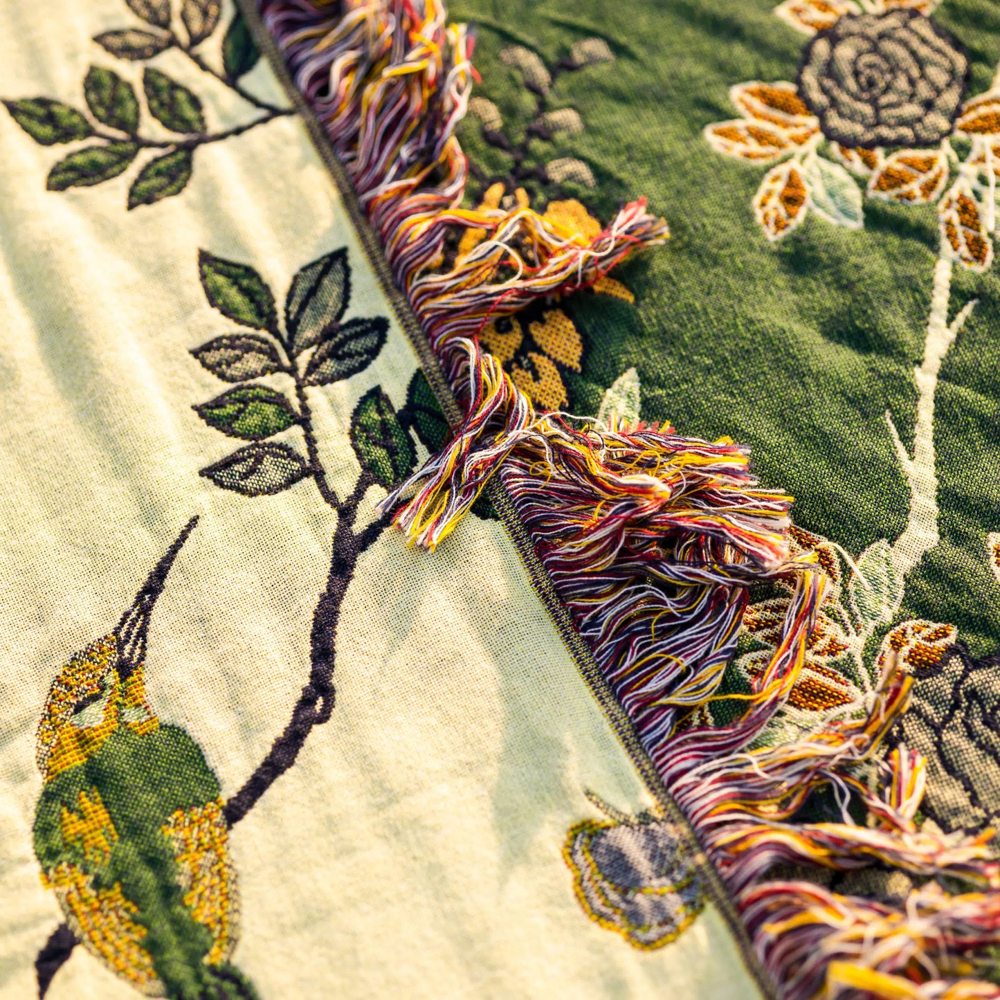 Bird & Flower Cotton Gauze Reversible Quilt - image 9