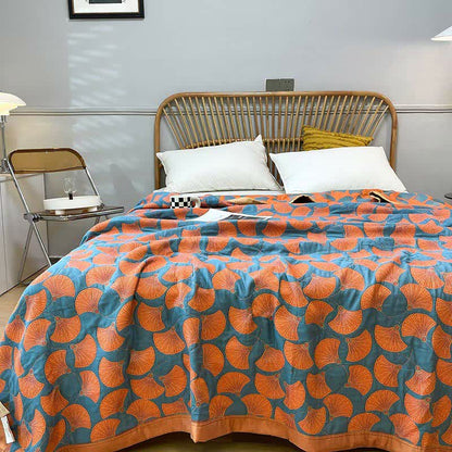 Ginkgo Leaf Bright Cotton Reversible Quilt - image 1