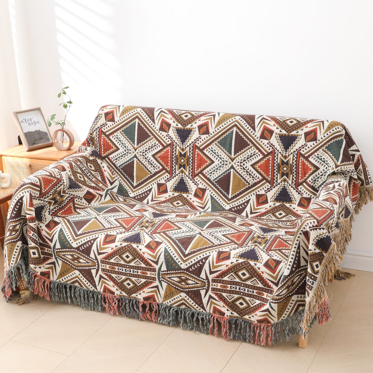 Retro Triangle Tassel Cotton Gauze Quilt - image 5