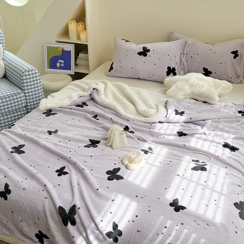 Rustic Butterfly Sherpa Throw Blanket - Purple - Queen - image 0