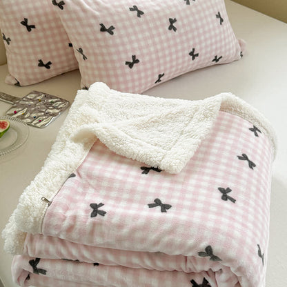 Girly Bow-knit Sherpa Throw Blanket - image 3