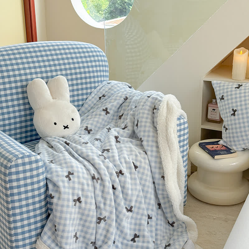 Girly Bow-knit Sherpa Throw Blanket - image 6