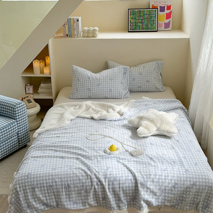 Girly Bow-knit Sherpa Throw Blanket - Light Blue - Queen - image 8