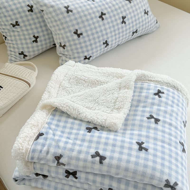 Girly Bow-knit Sherpa Throw Blanket - image 7