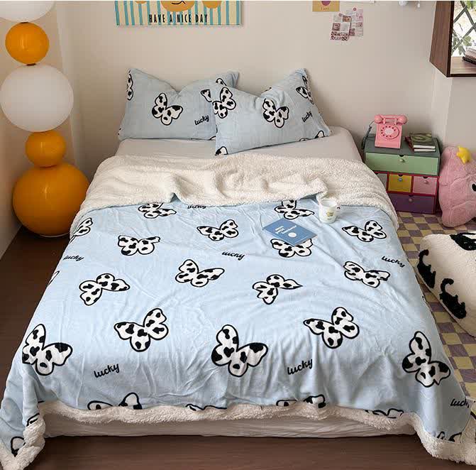 Cute Butterfly Sherpa Duvet Cover Blanket - image 1