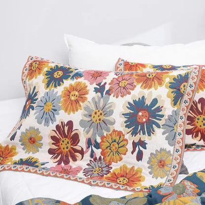 Bright Colorful Flower Cotton Reversible Quilt - image 9