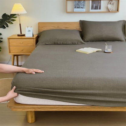  Cotton Gauze Solid Color Fitted Sheet - image 28