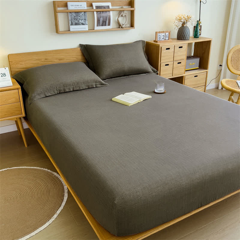  Cotton Gauze Solid Color Fitted Sheet - image 31