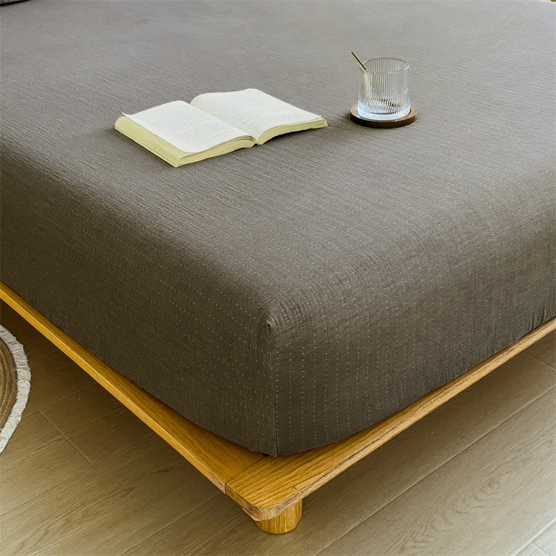  Cotton Gauze Solid Color Fitted Sheet - image 32