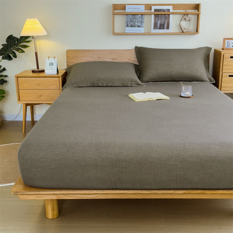  Cotton Gauze Solid Color Fitted Sheet - image 30