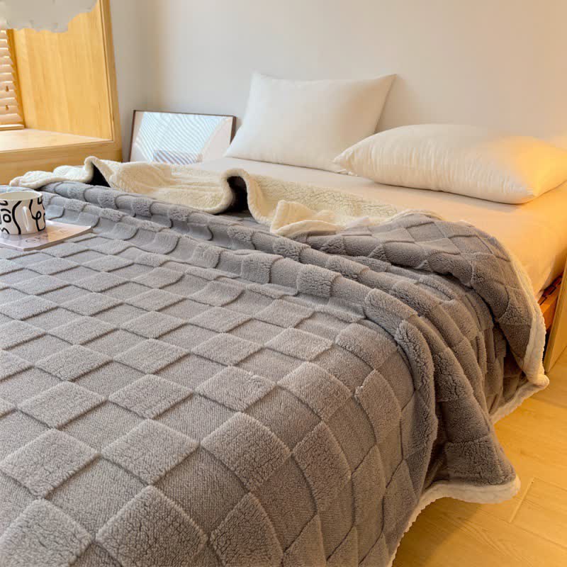 Checkerboard Texture Soft Sherpa Blanket - image 17