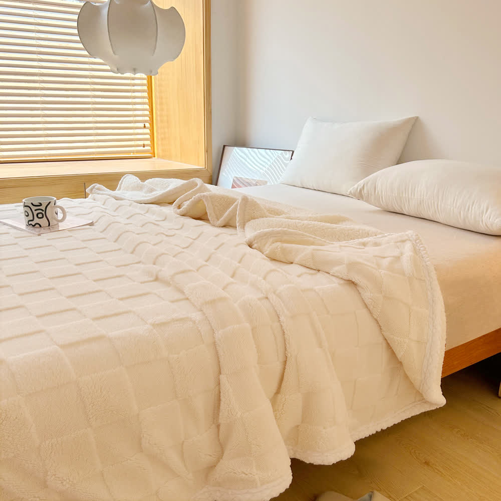 Checkerboard Texture Soft Sherpa Blanket - image 7
