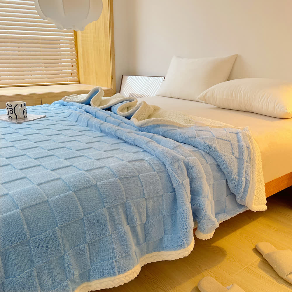 Checkerboard Texture Soft Sherpa Blanket - image 21
