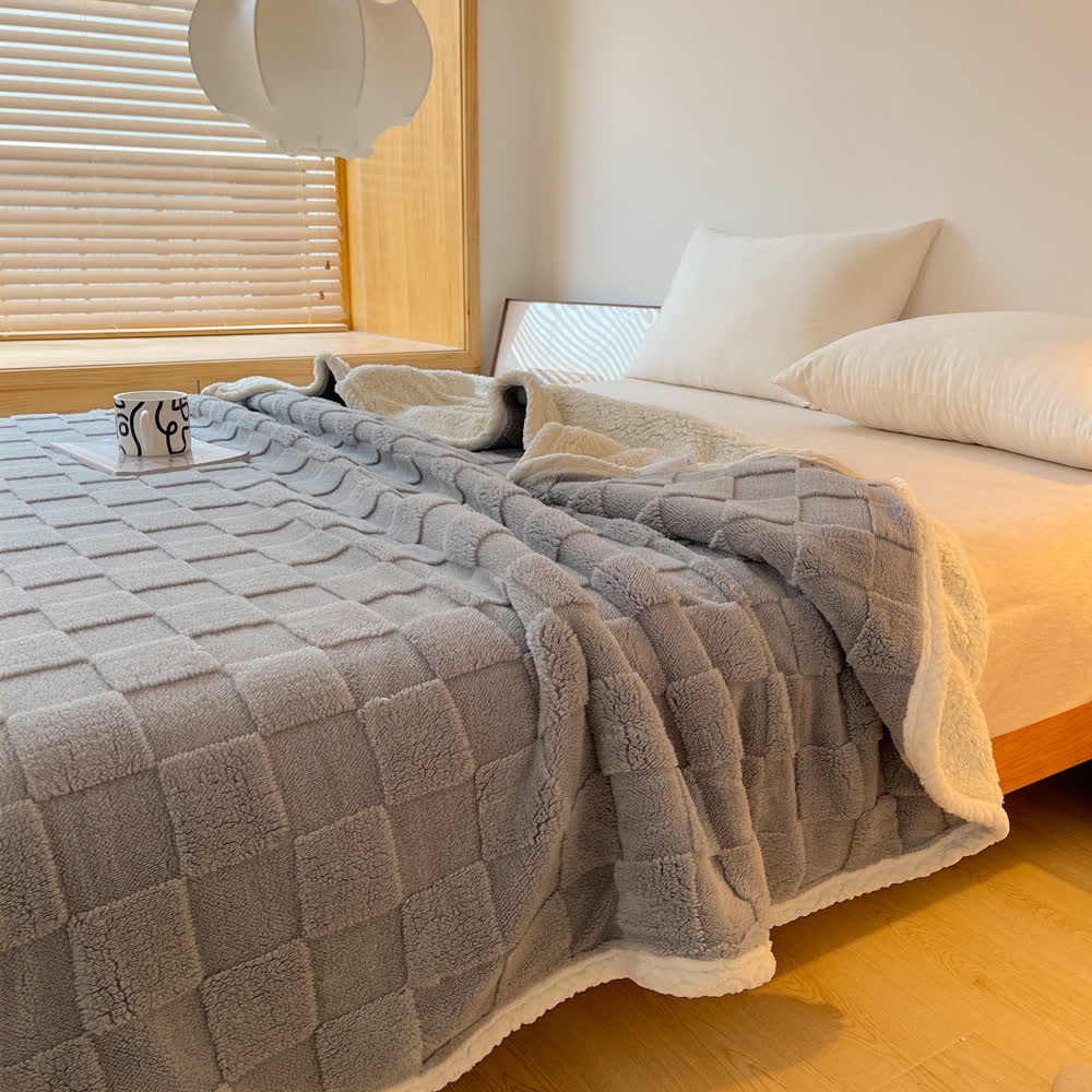 Checkerboard Texture Soft Sherpa Blanket - image 16