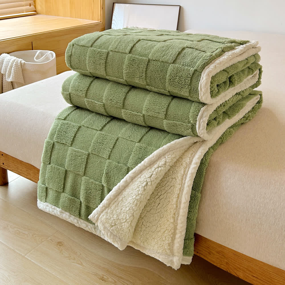 Checkerboard Texture Soft Sherpa Blanket - image 4