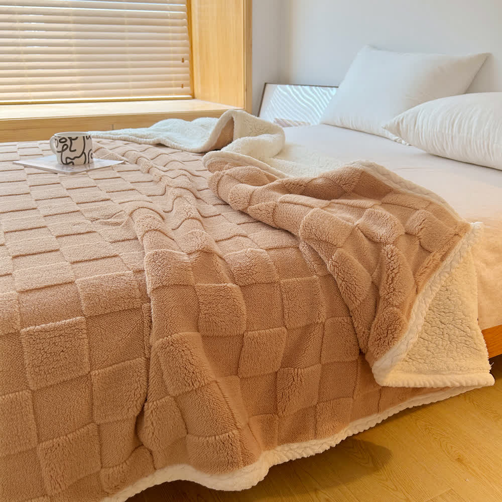 Checkerboard Texture Soft Sherpa Blanket - image 14