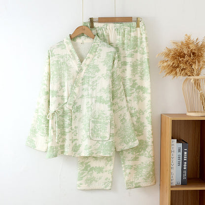 Refresh Cotton Gauze Kimono Pajama Set  - Green - XL - image 8
