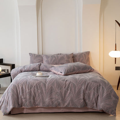 Vintage Jacquard Cotton Gauze Bedding Set (4PCS) - Gray Pink - King - image 0