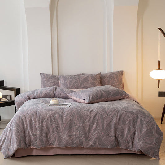 Vintage Jacquard Cotton Gauze Bedding Set (4PCS) - Gray Pink - King - image 0